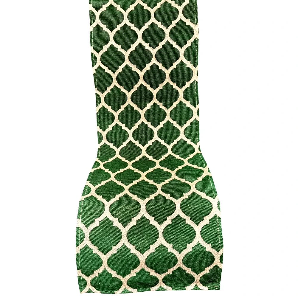 Moroccan Me Crazy Table Runner Green Mediterranean Ikat Made In USA 72